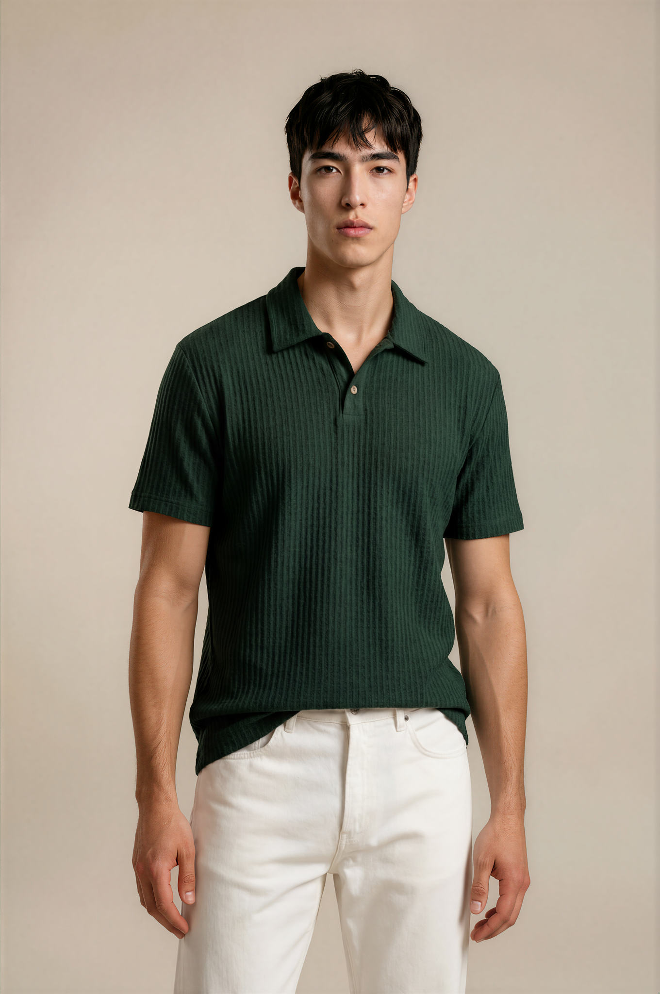 Diamond-Pattern Knit Polo