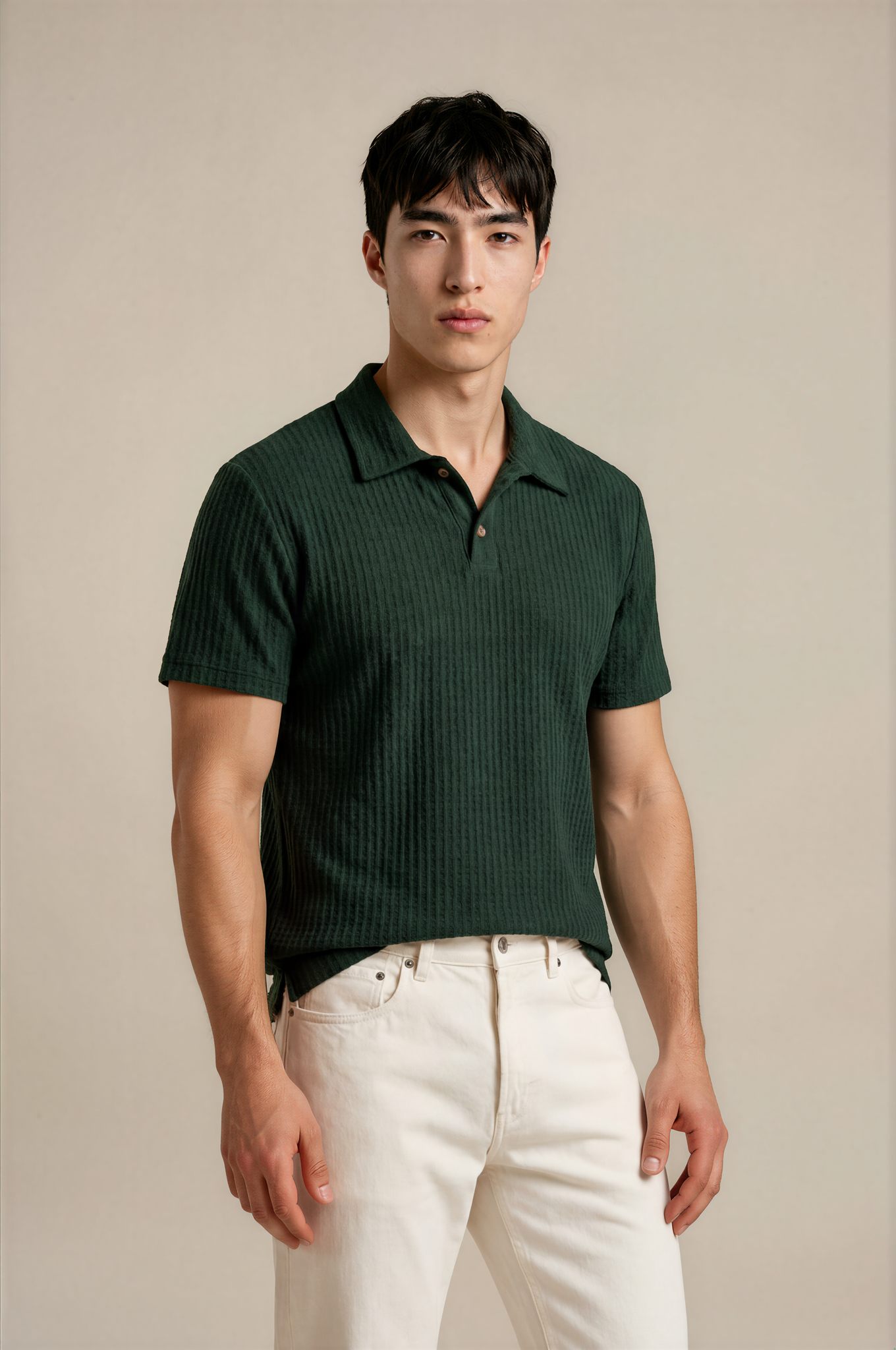 Diamond-Pattern Knit Polo