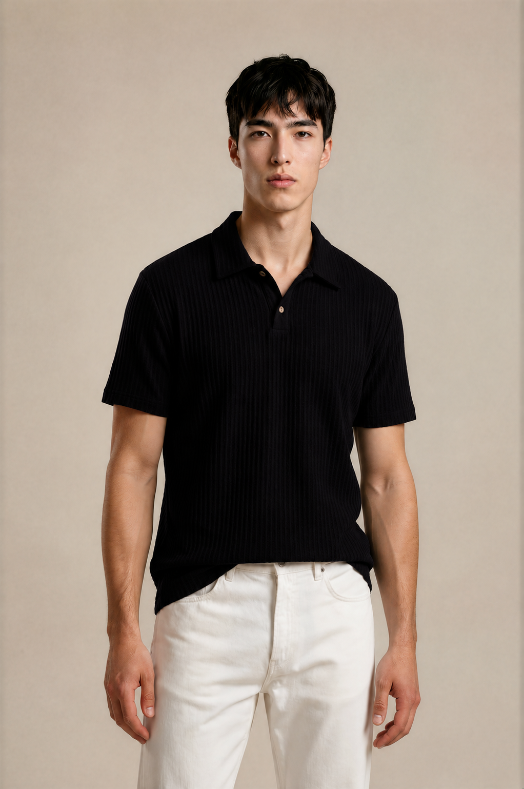 Diamond-Pattern Knit Polo