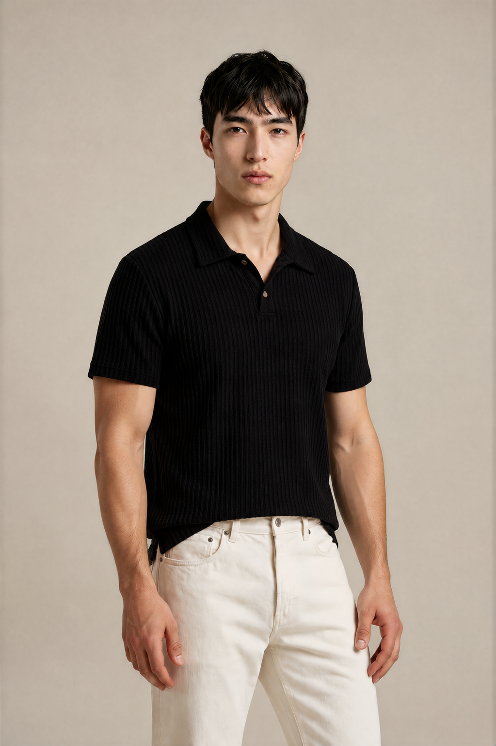 Diamond-Pattern Knit Polo