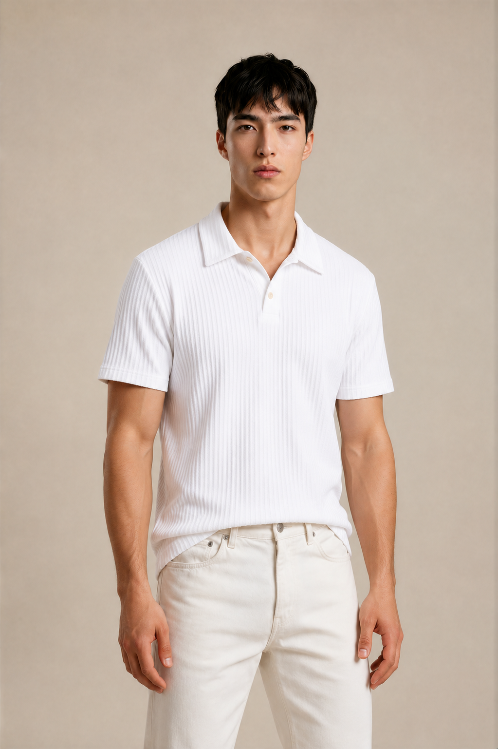 Diamond-Pattern Knit Polo
