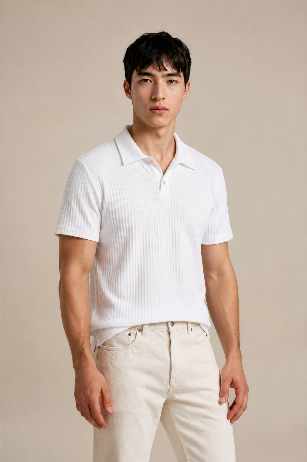 Diamond-Pattern Knit Polo