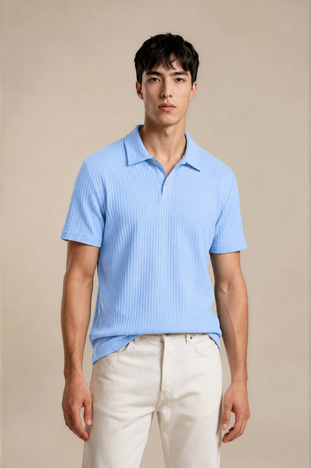 Diamond-Pattern Knit Polo