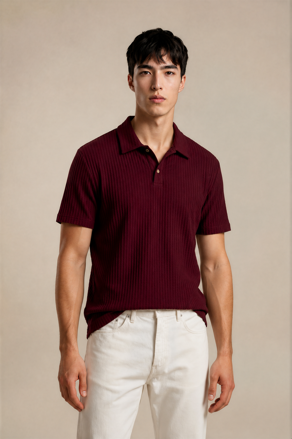 Diamond-Pattern Knit Polo