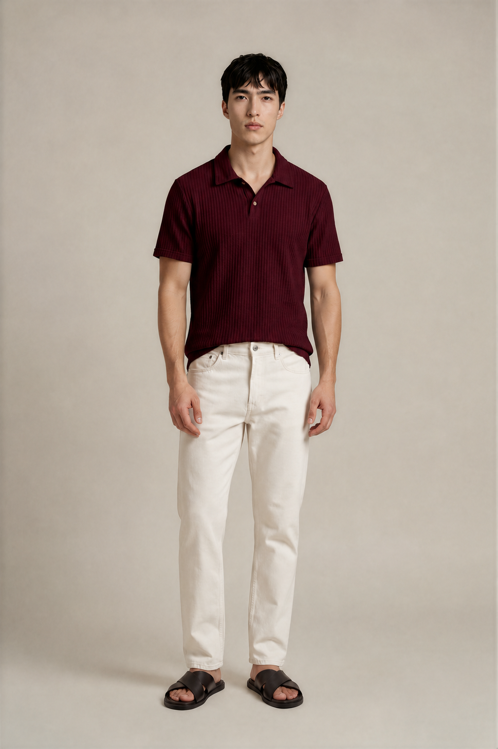 Diamond-Pattern Knit Polo