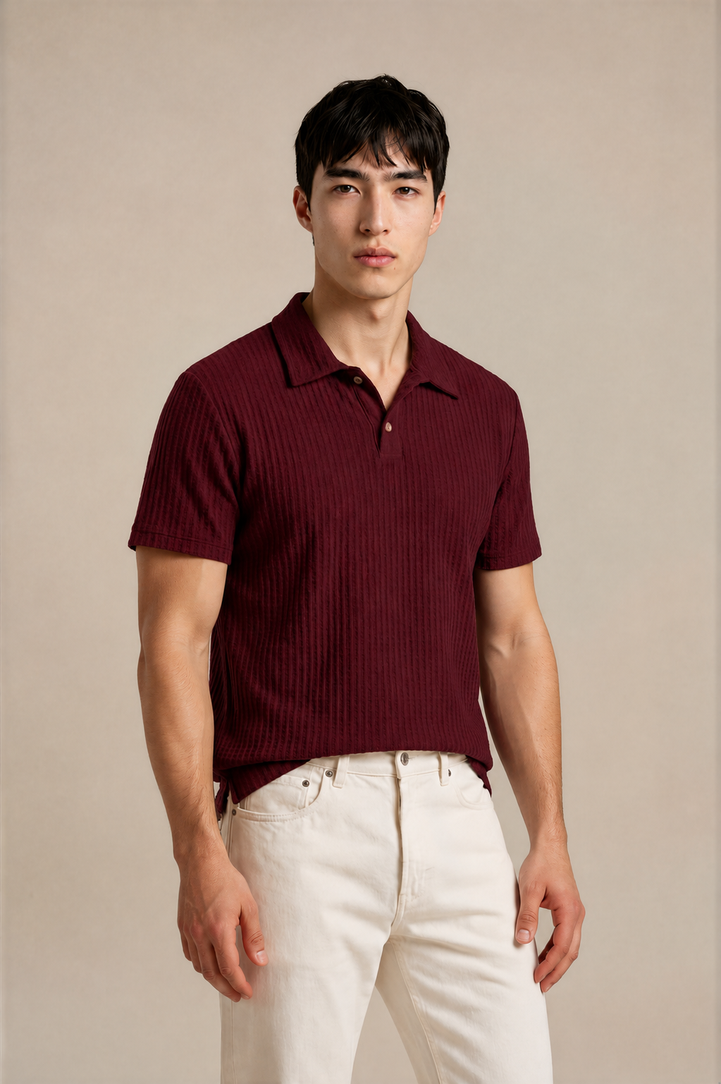 Diamond-Pattern Knit Polo