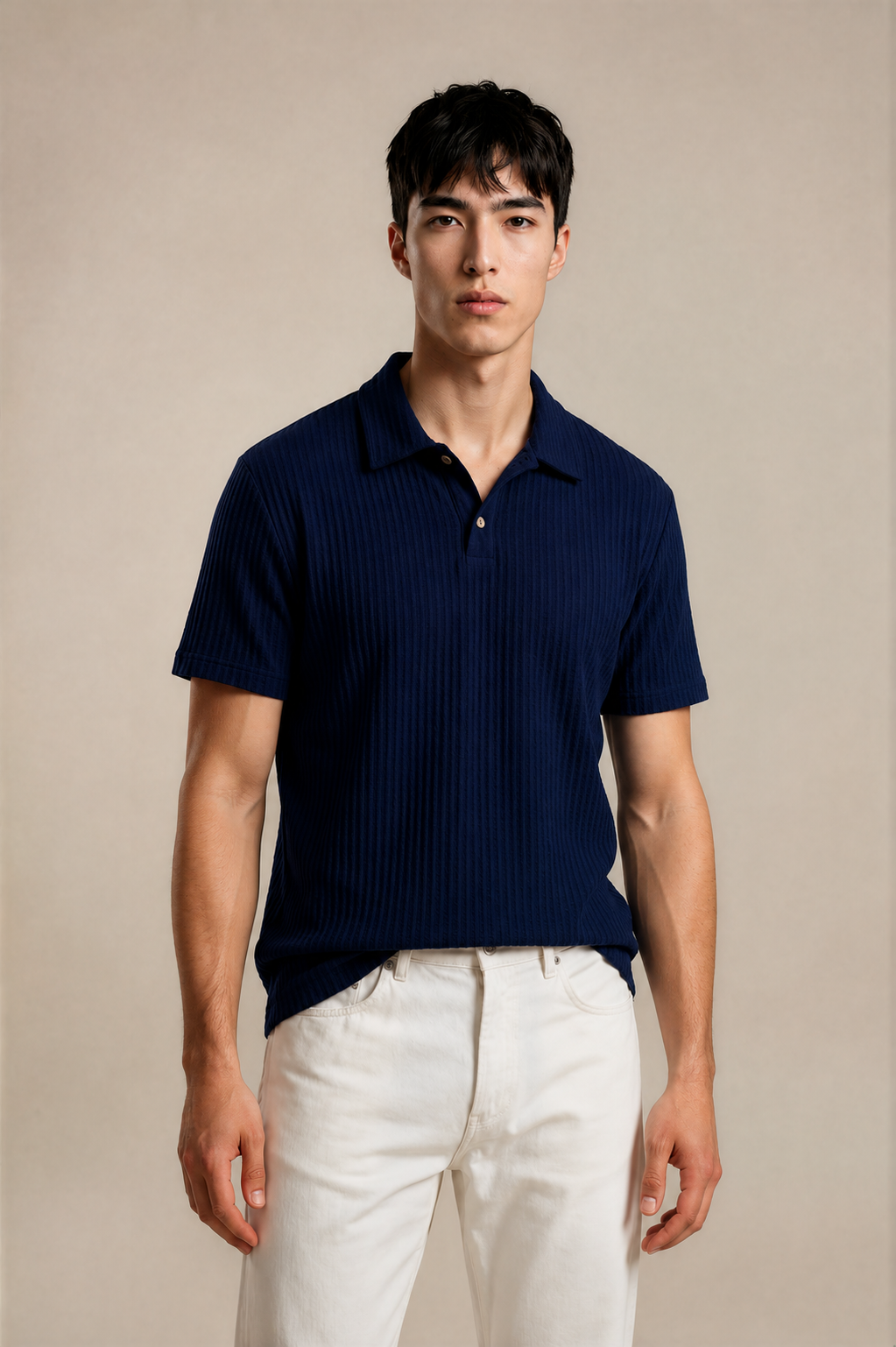 Diamond-Pattern Knit Polo