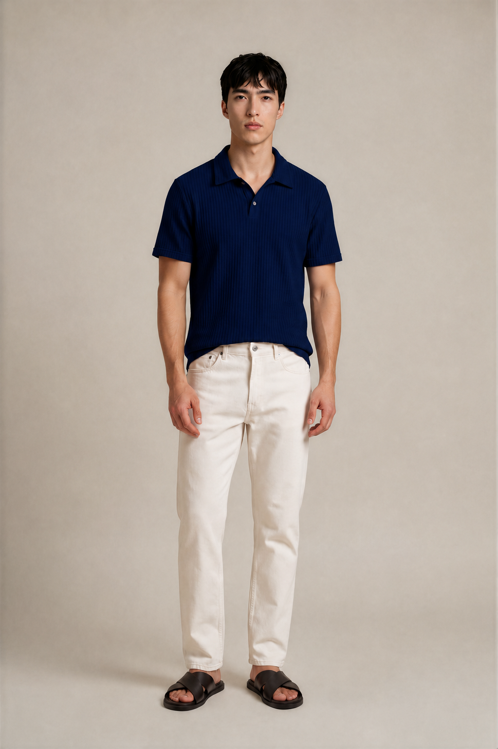 Diamond-Pattern Knit Polo
