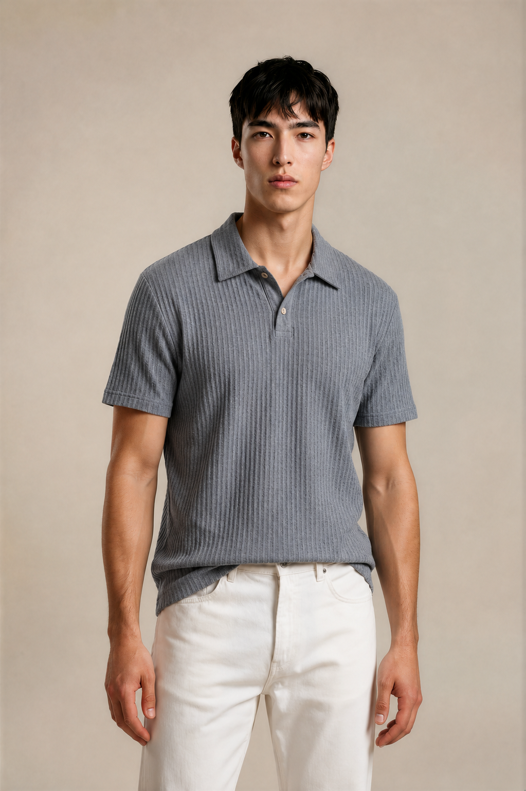 Diamond-Pattern Knit Polo