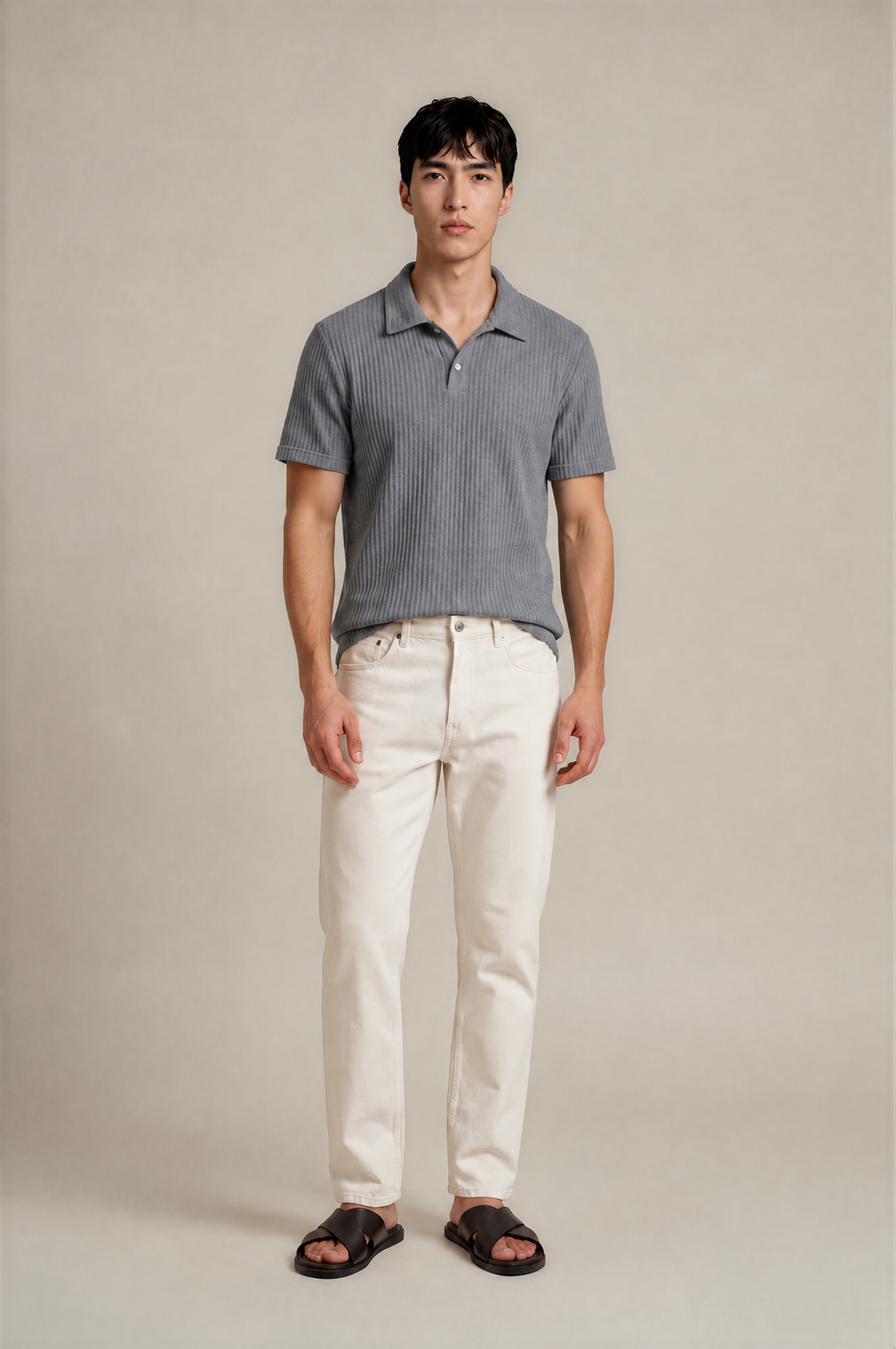 Diamond-Pattern Knit Polo