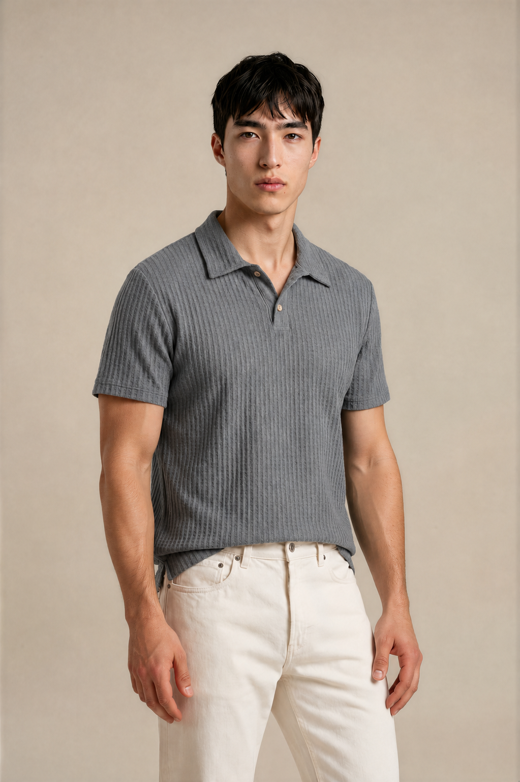 Diamond-Pattern Knit Polo