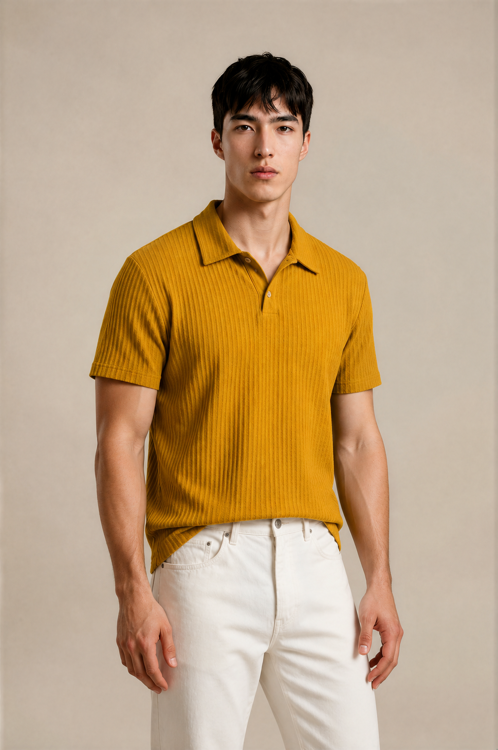 Diamond-Pattern Knit Polo