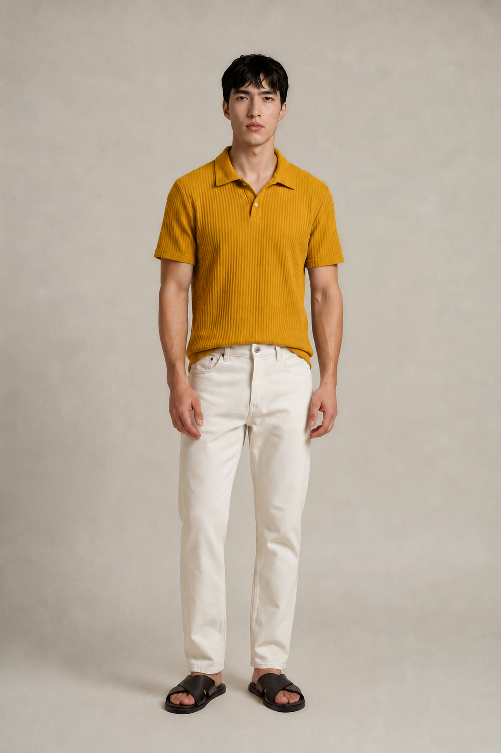 Diamond-Pattern Knit Polo
