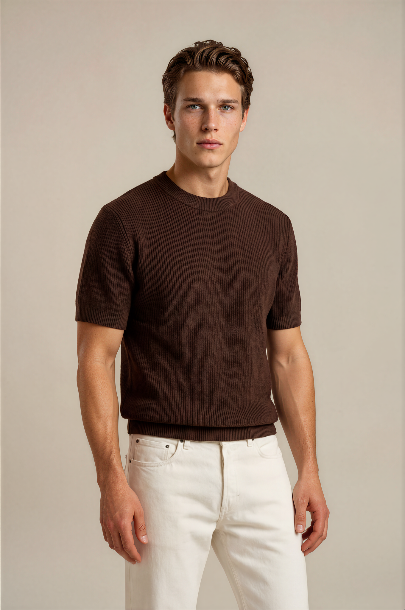 Round Neck Knitted T-Shirt