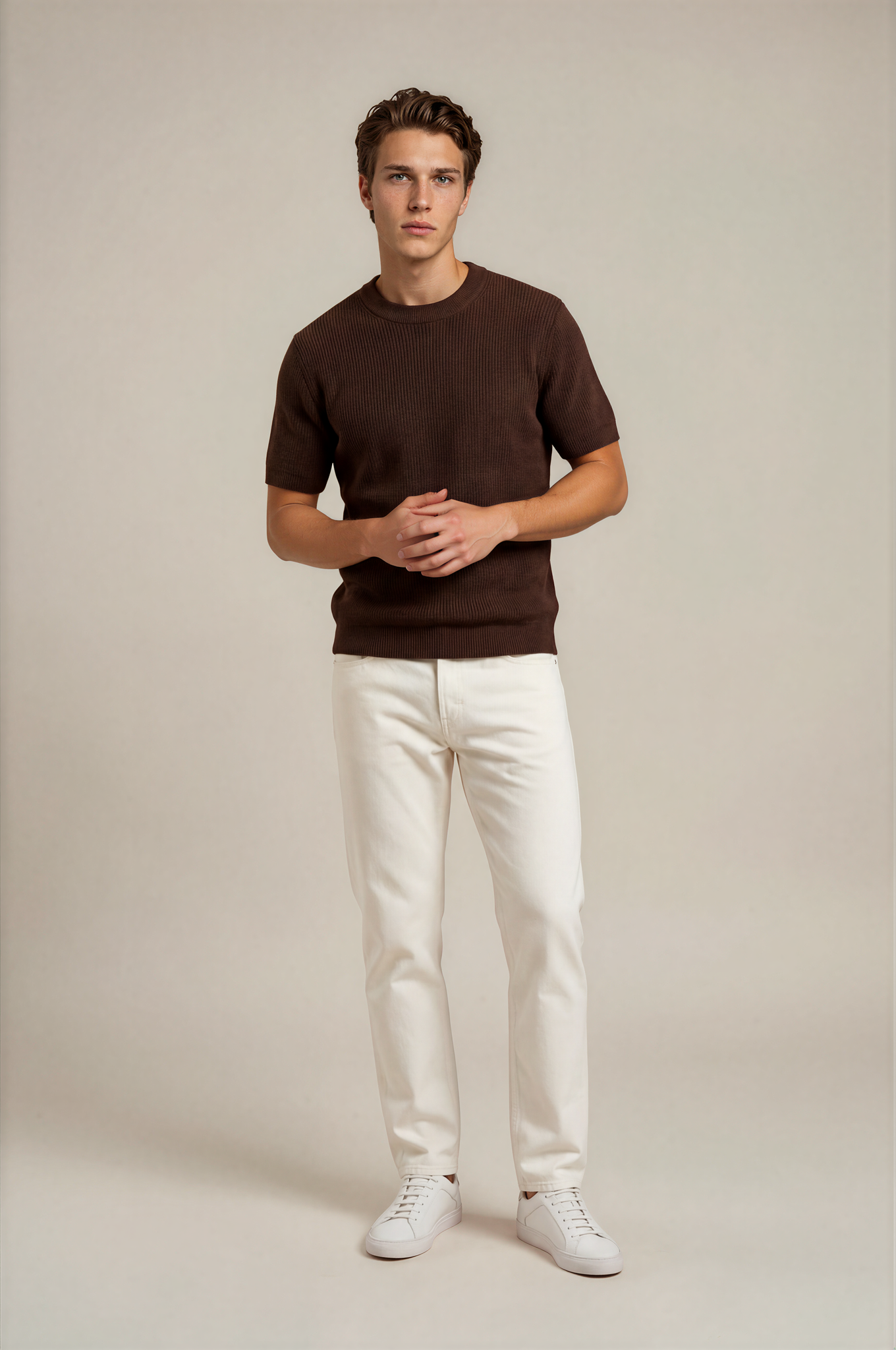 Round Neck Knitted T-Shirt