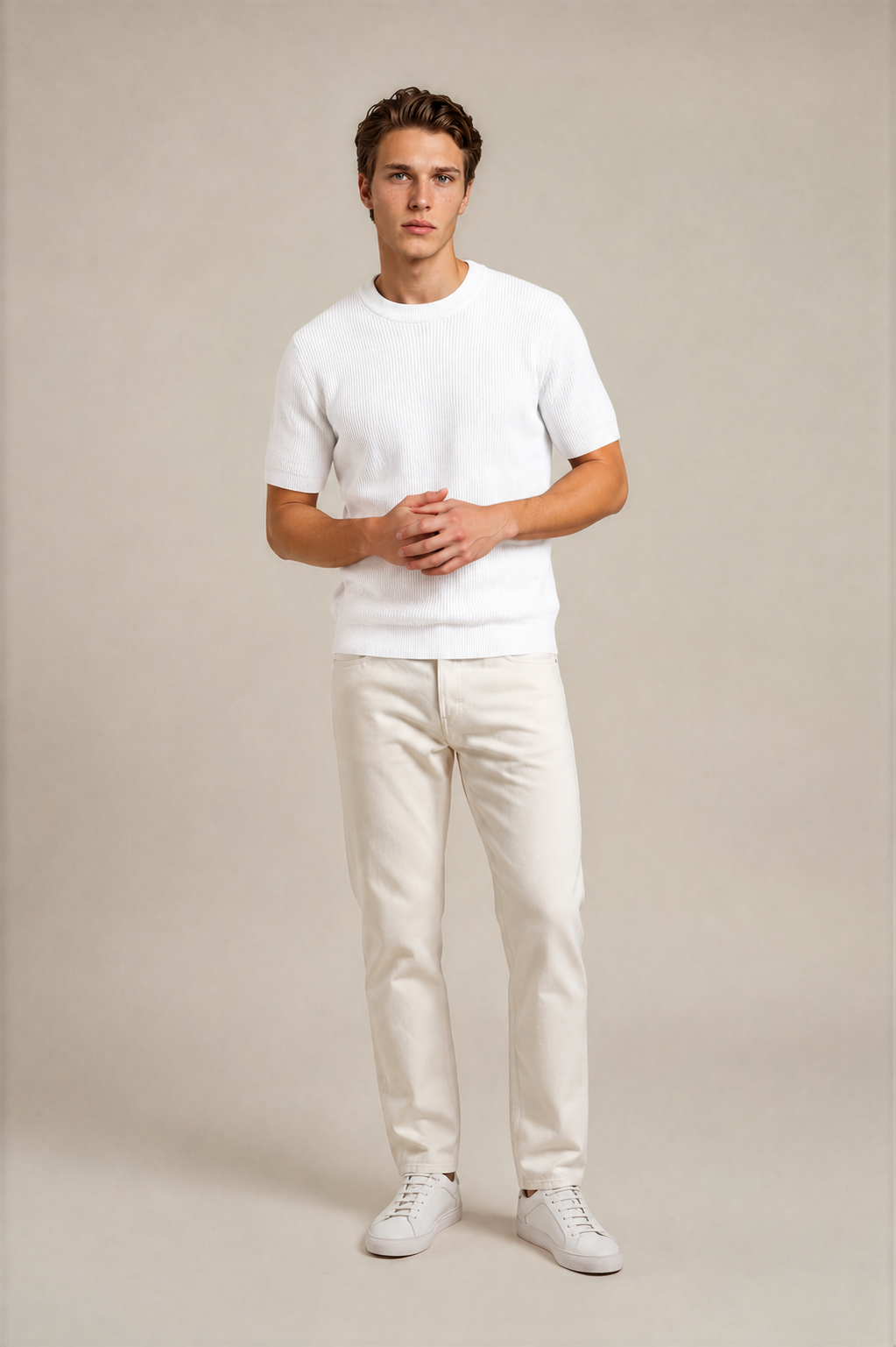 Round Neck Knitted T-Shirt