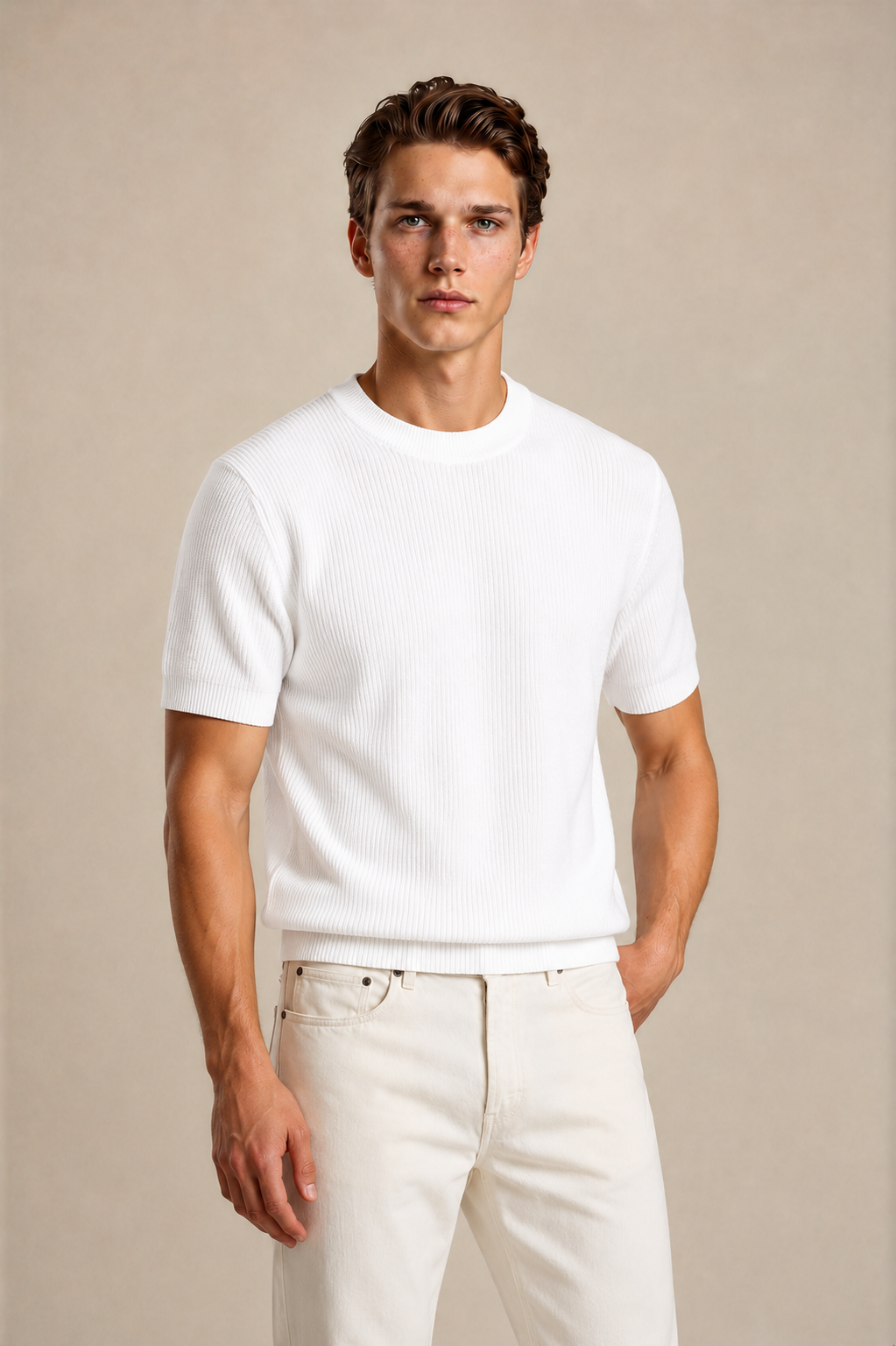 Round Neck Knitted T-Shirt
