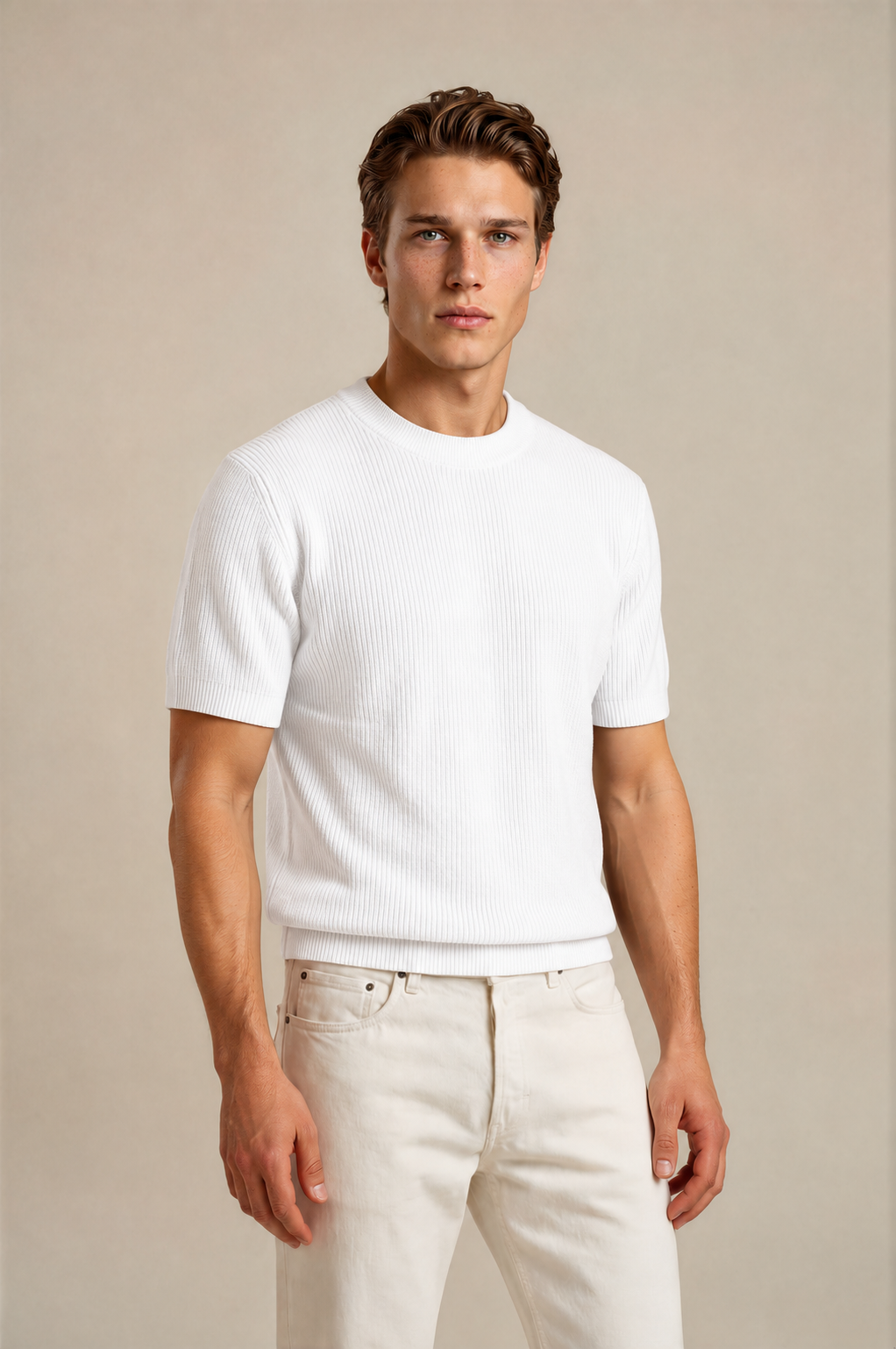 Round Neck Knitted T-Shirt
