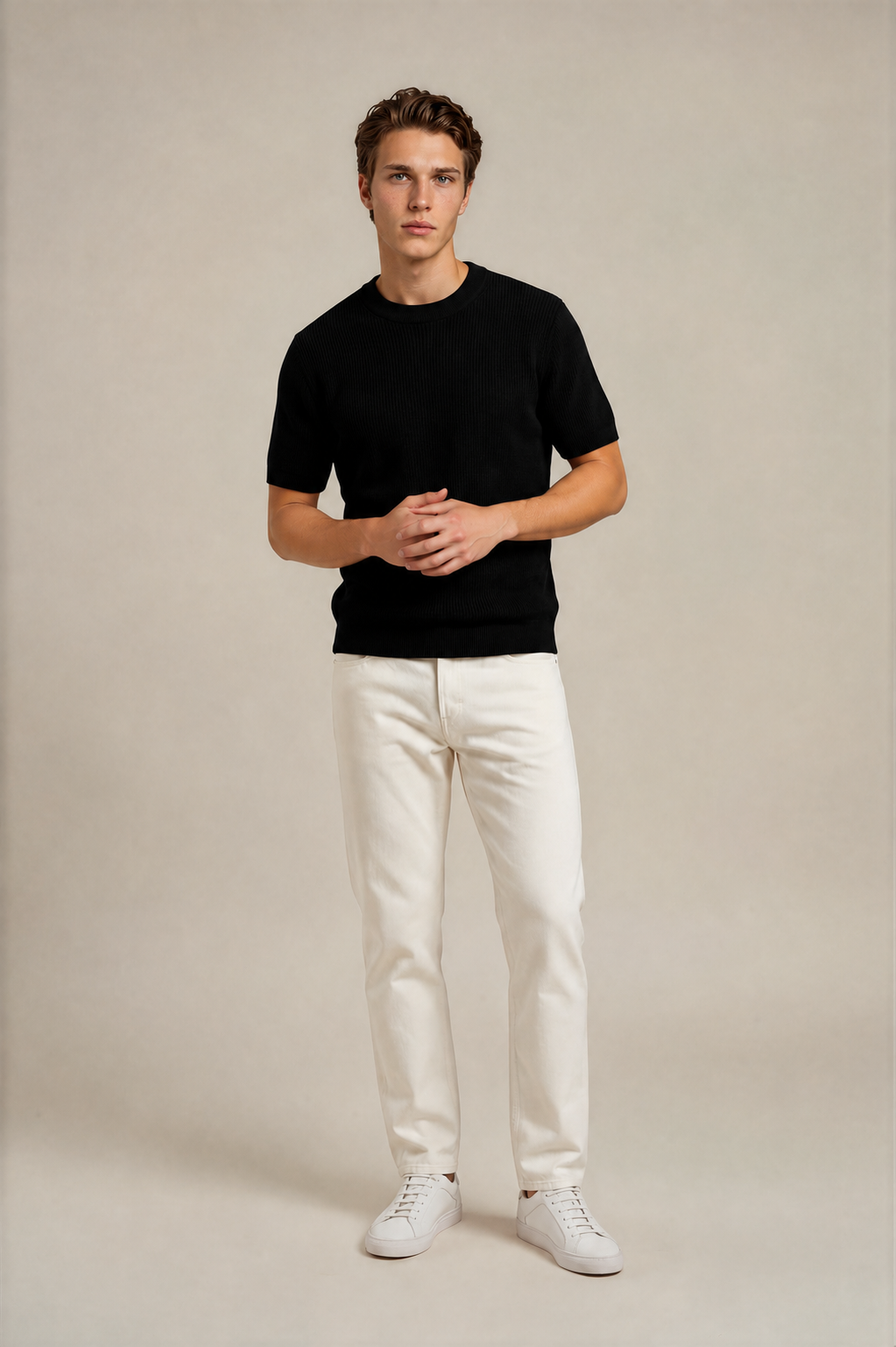 Round Neck Knitted T-Shirt