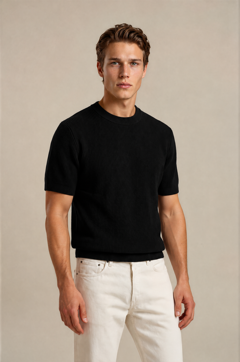 Round Neck Knitted T-Shirt