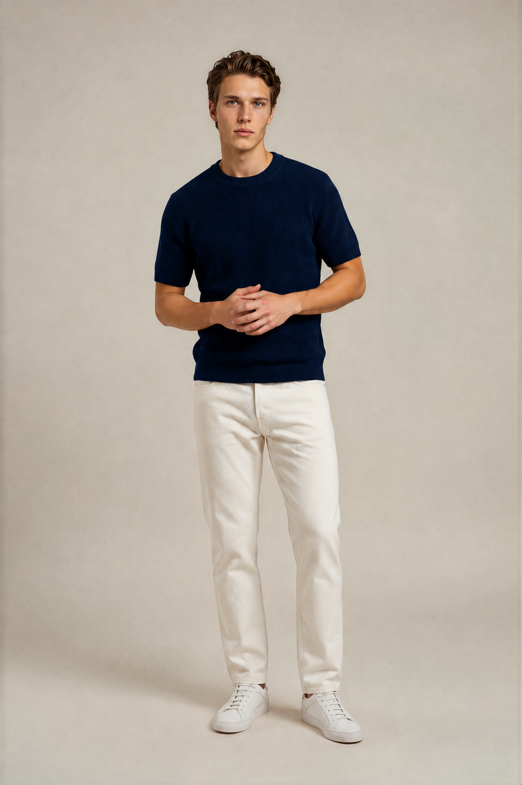 Round Neck Knitted T-Shirt