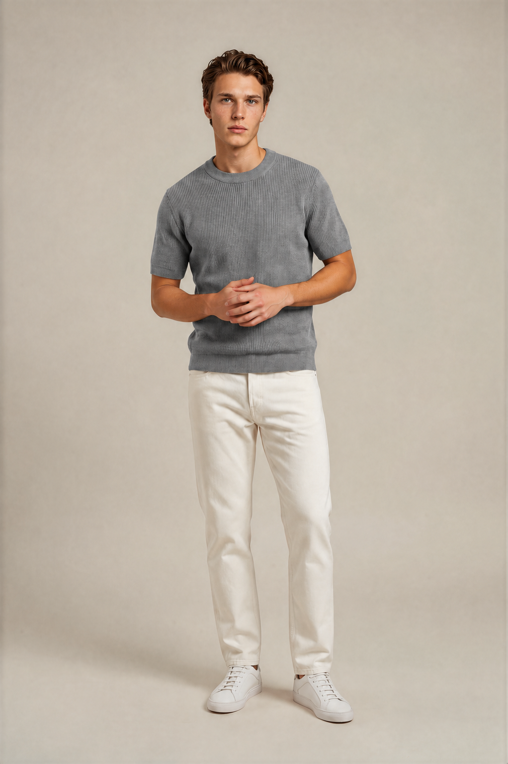 Round Neck Knitted T-Shirt