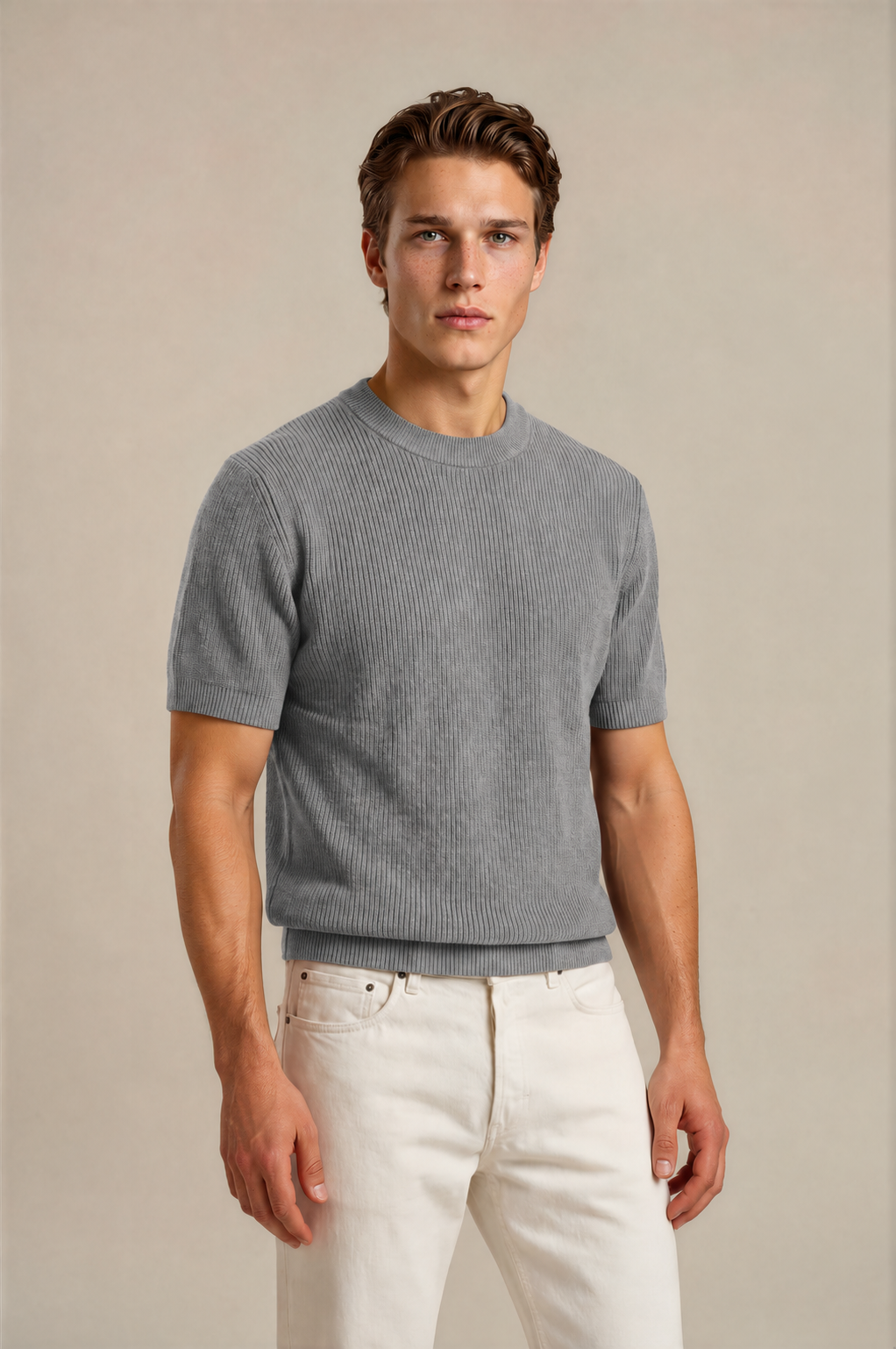 Round Neck Knitted T-Shirt