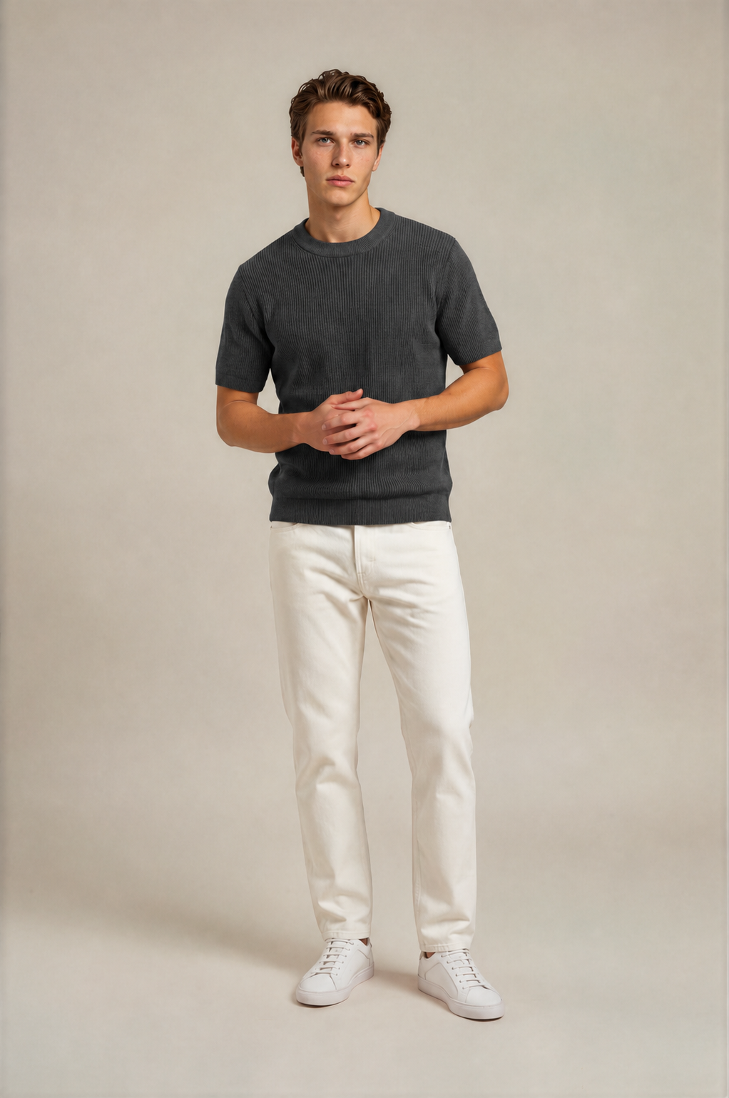Round Neck Knitted T-Shirt