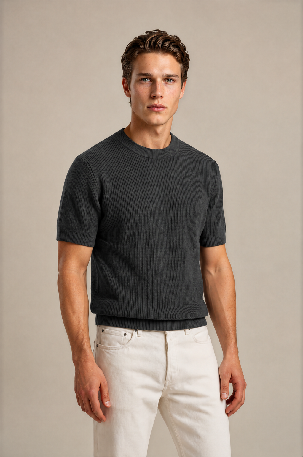 Round Neck Knitted T-Shirt